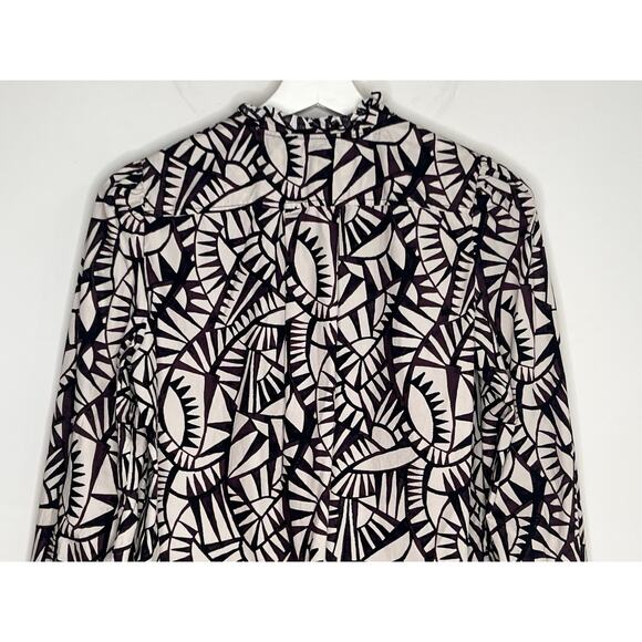 Ba&Sh Chermise Over Printed Long Sleeve Button-Front Blouse Cream/Purple XS / 2 - Picture 12 of 13